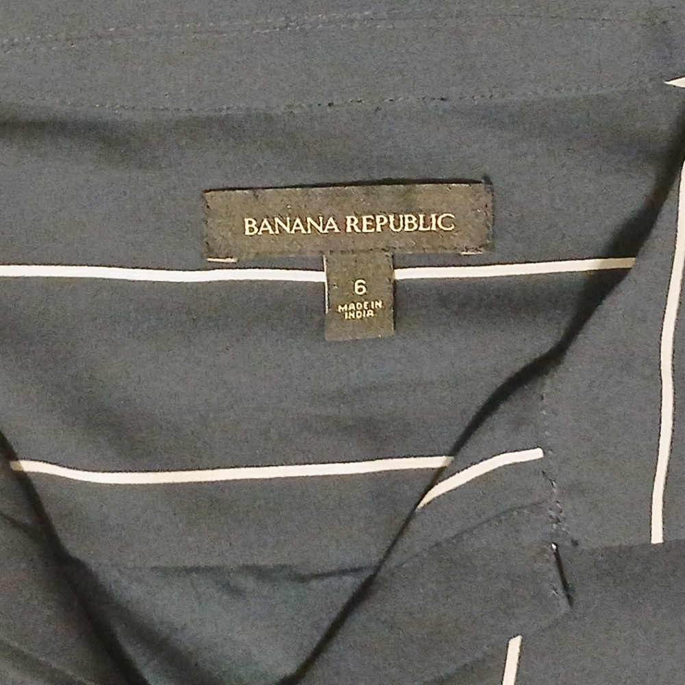 BANANA REPUBLIC Women's Sz 6  Blue Striped Long Sleeve Shirt Dress - Picture 9 of 12